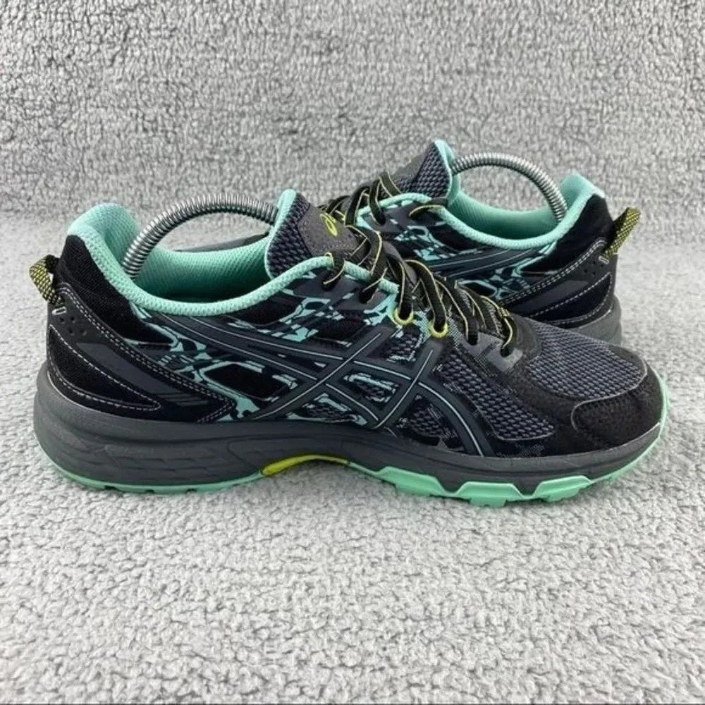 Asics shoes gel-venture 6 Womens 11 Running Sneakers Black Green Lace Up Hiking - Picture 9 of 12